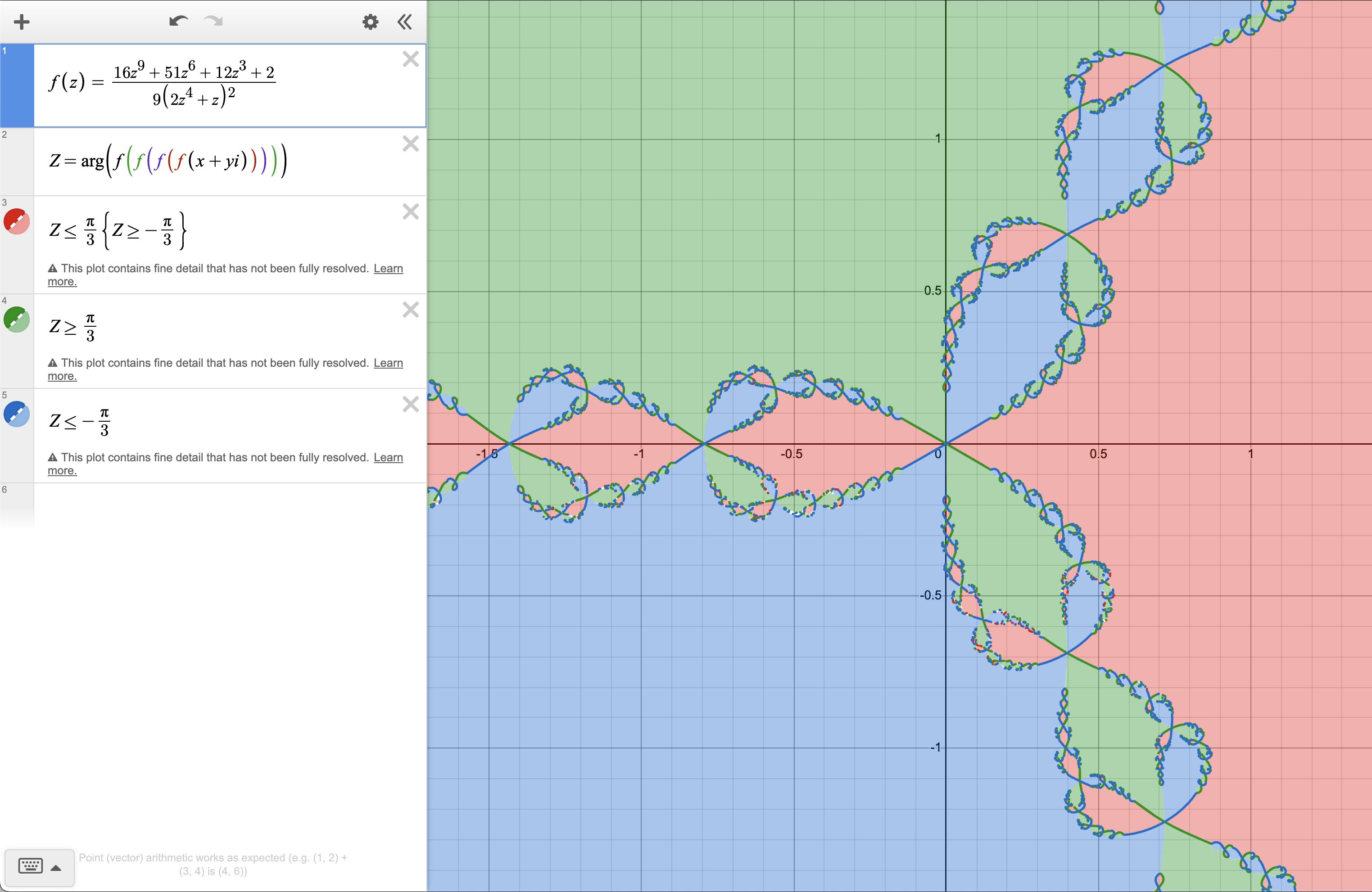 Newton Fractal plotted in Desmos